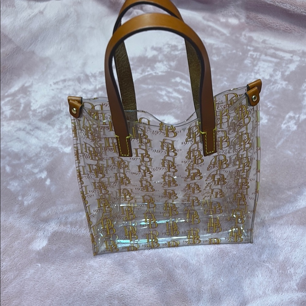 Transparent Designer Tote Bag with Brown Accents